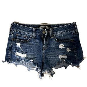 Express Jean Low Rise Distressed Shorts 0